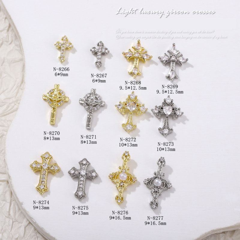 クロス クリスタル チャーム 十字架 ネイルパーツ ハンドメイド 韓国 ネイル パーツ ストーン DIY パール