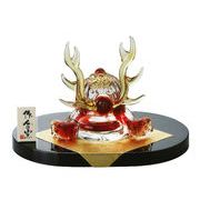 ★端午の節句を飾る★ 縁起の良い五月人形【手作硝子　兜・大（赤風）190205】