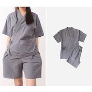 ファッション祭り特価中 カップル向けVネックTシャツ&短パンセット アマ製5色展開 吸水快適
