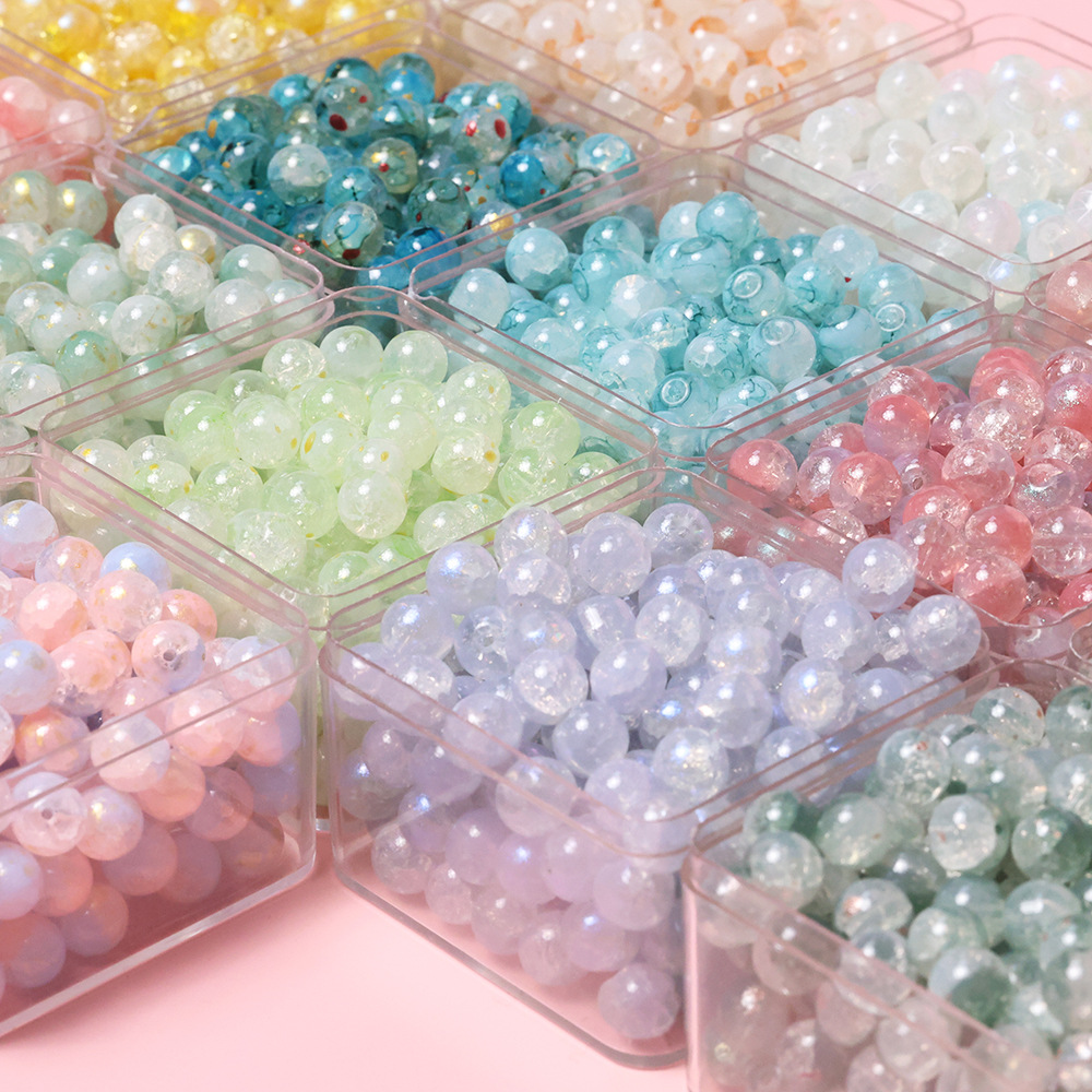 ガラスビーズ とんぼ玉 ビーズ ハンドメイド 和柄 クラック アクセサリーパーツ ひび割れ模様 通し穴付