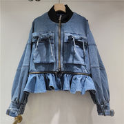 リボンデニムジャケット　デザイン　韓国ファッション