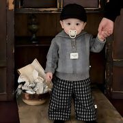 2026春秋子供服 可愛い ニットセーター&パンツ セットアップ 韓国風 ベビー服 キッズ服 [73~110cm]