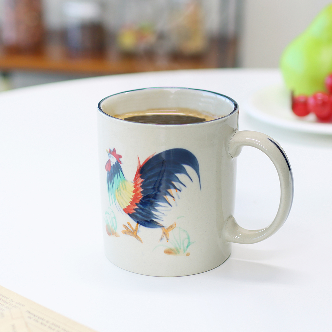 セラミック手彩色 マグカップ[陶器食器コップ鶏ニワトリにわとり手描きコーヒー紅茶タイアジア26SS]