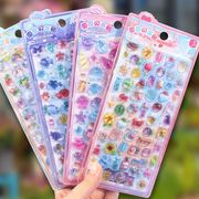 【全4種セット】可愛いキャラクター風動物ステッカー 3Dシールスマホケース・手帳デコ用