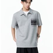 PX0034 2026年春夏新作 ポロシャツ メンズ ポケット ポールカラー 韓国風 レイヤード 半袖 トップス