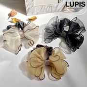 ヘアアクセサリー ヘアゴム シュシュ リボン オーガンジー シアー 上品 ガーリー キラキラ 華やか