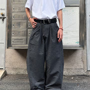 メンズ スラックス チェック柄 速乾 ブラック アメリカン レトロ 通勤 ゆったり パンツ