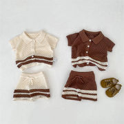 2026夏新作　ベビー服　ニット　セットアップ　カーディガン　ショートパンツ　可愛い　おしゃれ　子供服