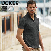 【春の新作】ラフヘリンボーンイタリアンカラー半袖ポロ 立ち襟/JOKER