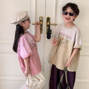 2026夏服※MOX☆キッズTシャツ ロゴプリント 半袖 ラウンドネック ルーズTシャツ