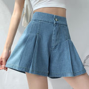 ショットパンツ デニムパンツ ハーフパンツ ワイドパンツ レディース デニム ジーンズ