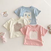 夏キッズ T シャツ ワッペンデザイン 男女兼用 薄手韓国風デイリートップス