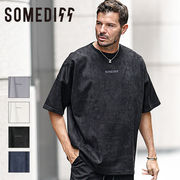 【春の新作】フェイクスウェード半袖Tシャツ  ビッグTシャツ/SOMEDIFF