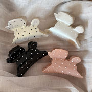 バンスクリップ　ヘアアクセサリー　韓国ファッション　デザイン　ドット柄　犬