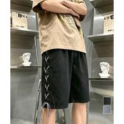 【日本倉庫即納】 レースアップハーフデニムパンツメンズ夏服