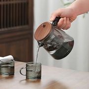 分離濾過ガラスティーポット、木製ハンドル付き、ティーウォーターセパレーションティーポット 650ml