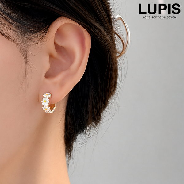 ピアス レディース フープピアス フラワー 花 かわいい 韓国 キャッチレス おしゃれ ルピス lupis