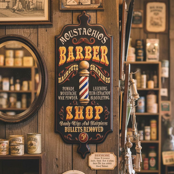 アンティークエンボスプレート BARBER SHOP★