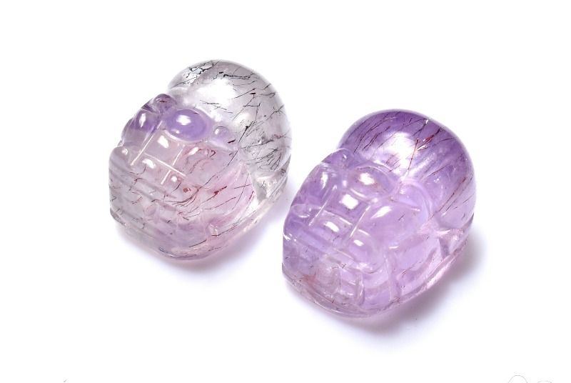 AA☆繊細彫刻 スーパーセブンアメジスト 13-15x10-11mm 貔貅彫刻(通し