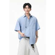メンズ ポコポコ素材 半袖シャツ 男女兼用 シンプル カジュアル トップス 夏 2026新作★全4色
