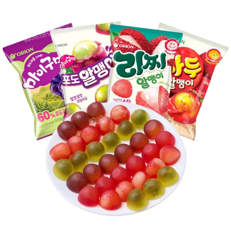 【10袋セット】ORION フルーツ味 グミ 果物味 話題沸騰 咀嚼音 ソフトキャンディ 人気お菓子 韓国