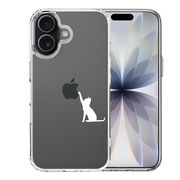 iPhone17 側面ソフト 背面ハード ハイブリッド クリア ケース 猫 CAT ねこ にゃんこ 玉遊び 白