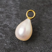 淡水パール チャーム ドロップ【1個】約19mm ステンレス ゴールド トップ 真珠【p-pe340】