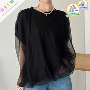 2026春夏新作 半袖Tシャツ 二重 メッシュ ラウンドネック トップス 体型カバー レディース カジュアル