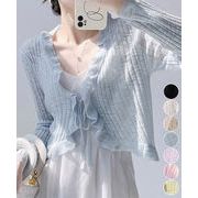 【日本倉庫即納】 フリルボレロ 薄手ニットカーディガン春夏