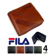 全4色 FILA（フィラ）ドットロゴ型押し ラウンドファスナー2つ折り財布 ショートウォレット フェイクレザー