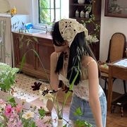 三角バンダナ 透かし編み ヘッドスカーフ ハンドメイド風 ヘア小物