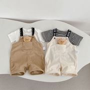 韓国風キッズ夏サロペットパンツくまぬいぐるみ付き男女兼用