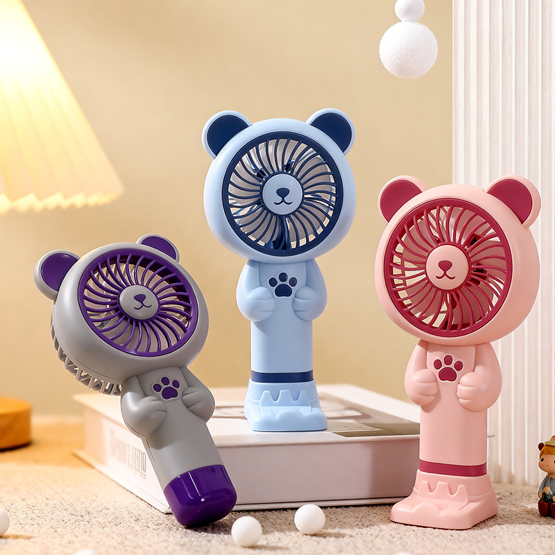 2026年新品 携帯扇風機 ミニ扇風機 キャラクター 着脱式台座 スマホスタンド付き 3 段階風量 USB充電