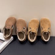 2026秋※ボア付きキッズローファー 女の子 冬用 防寒フラットシューズ