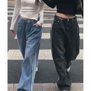 ロングパンツ レディース デニムパンツ ジーンズ ハイウエスト 体型カバー ファッション