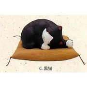 【ご紹介します！信頼の日本製！ほっこりかわいい！ちぎり和紙ねむり猫(3種)】C.黒猫