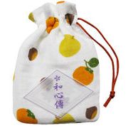 【ご紹介します！日本製のかわいい和柄の二重ガーゼ　巾着！和心傳シリーズ！】柿栗