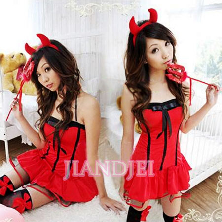 【即納】魔女コスプレ小悪魔コスプレ ベアトップバニーガールデビルフォーク付 ハロウィンクリスマス