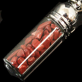 天然石チップ お守り瓶キーホルダー レッドジャスパー(Red Jasper)