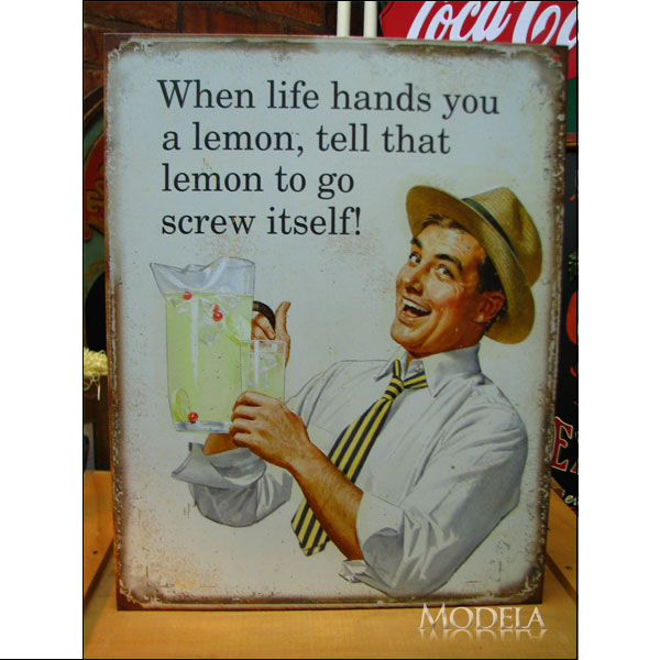 アメリカンブリキ看板 レモンを貰ったらレモンジュース!