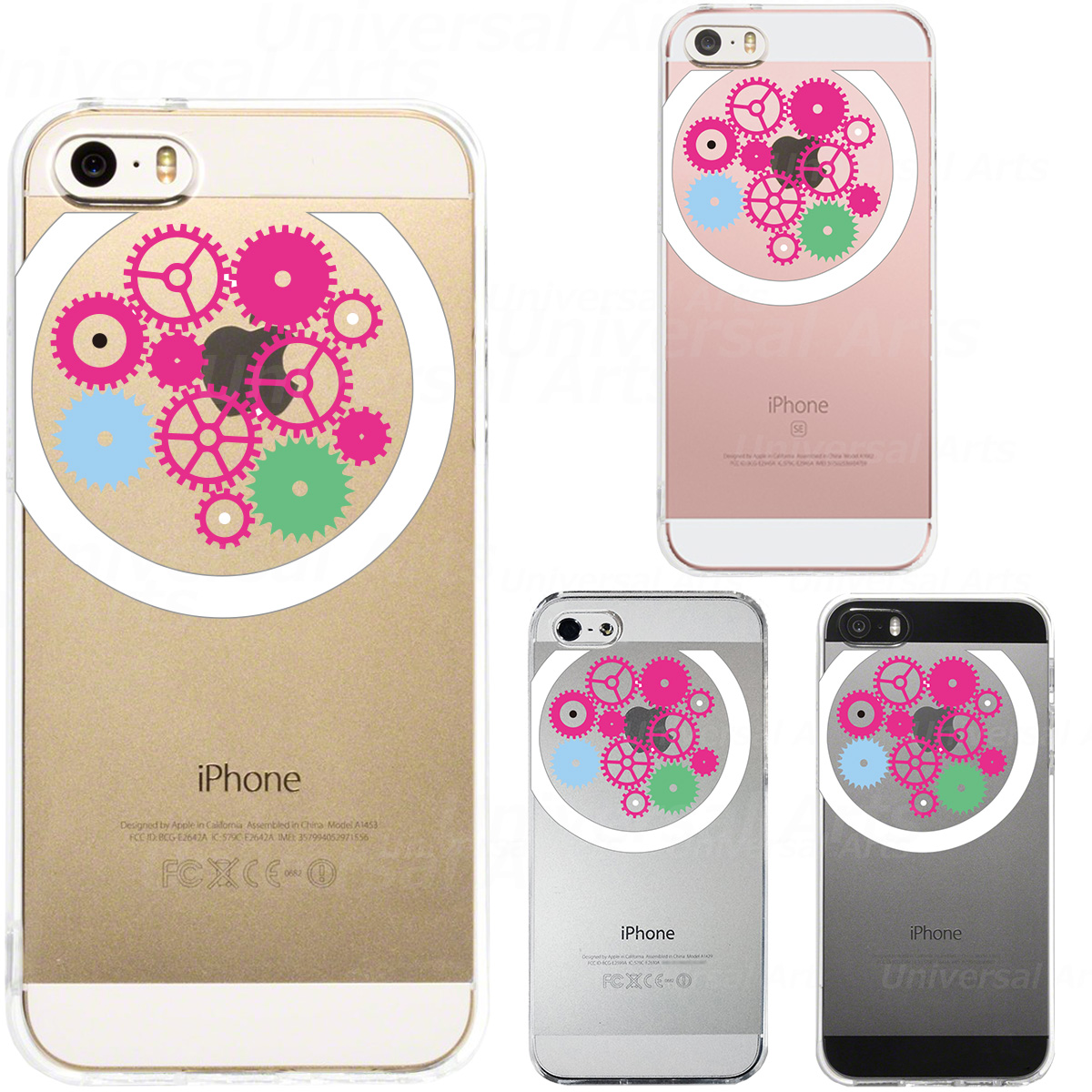 iPhone SE 5S/5 対応 アイフォン ハード クリア ケース カバー 歯車 時計
