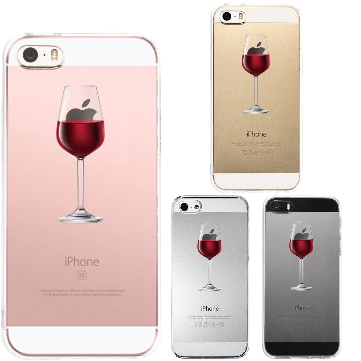 iPhone SE 5S/5 対応 アイフォン ハード クリア ケース カバー ワイングラス 赤ワイン