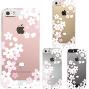 iPhone SE 5S/5 対応 アイフォン ハード クリア ケース カバー シェル ジャケット 花柄 さくら 白