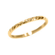 ステンレス 1.2mm幅　槌目ピンキーリング K18イエローゴールド