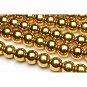 天然石 【ヘマタイト　ゴールドコーティング】10mm １連（約38cm）[R1721-10]