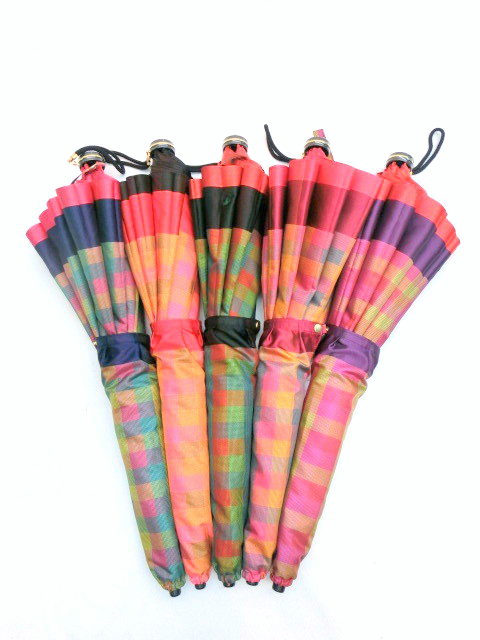 【日本製】【折りたたみ傘】甲州産先染め格子コンパクト骨日本製折畳み雨傘