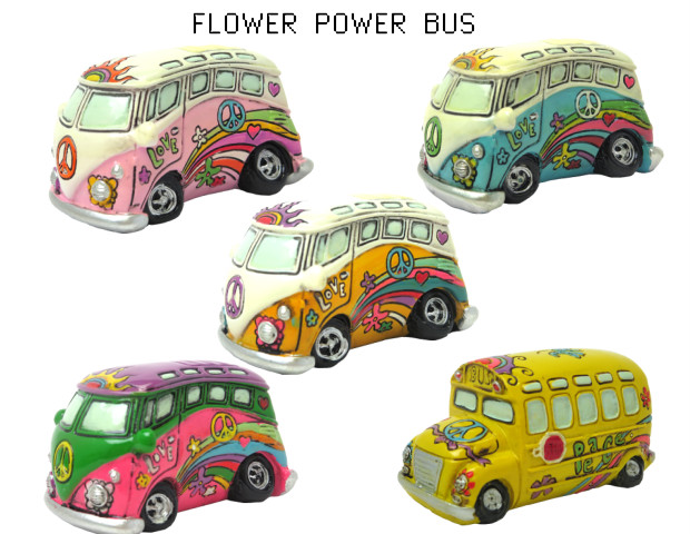【FLOWER POWER BUS 】 フラワー　パワー バス デコレーション 【置物 アメ雑 ヒッピー】
