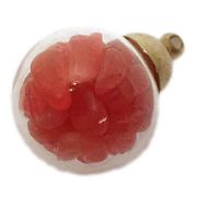 天然石チップ（さざれ/小石）瓶チャーム 丸型瓶パーツ/ラッキーチップ (L:16mm) クォーツァイト染め赤