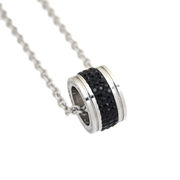 ステンレス ブラックCZ 3列 リング型ペンダントトップ ビッグ