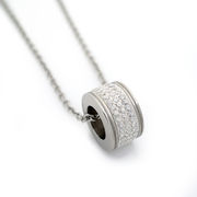 ステンレス ホワイトCZ 3列 リング型ペンダントトップ スモール